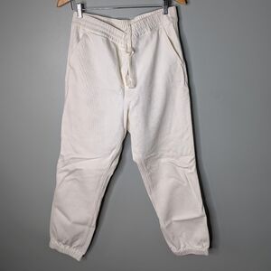 J.Crew Cream Cotton Stretch Twill High Rise Elastic Waist Joggers Sweatpants L